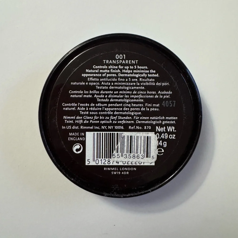 NEW Rimmel Stay Matte Pressed Powder .49oz 14g 001 Transparent